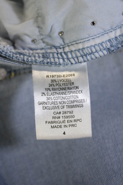 Renuar Women Ankle Cropped Jeans Blue High Rise Button Size 4