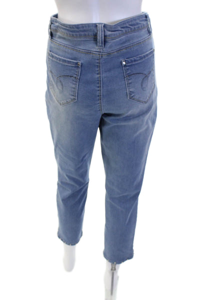 Renuar Women Ankle Cropped Jeans Blue High Rise Button Size 10
