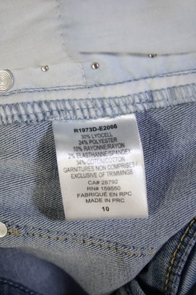 Renuar Women Ankle Cropped Jeans Blue High Rise Button Size 10