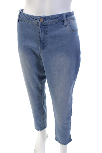 Renuar Womens Cropped Ankle High Rise Blue Jeans Size 12
