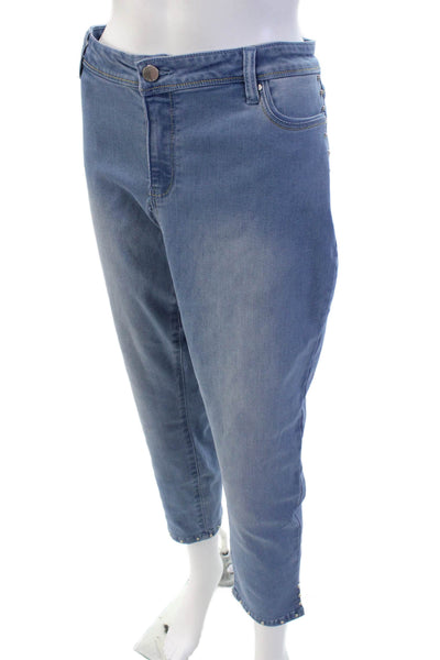 Renuar Womens Cropped Ankle High Rise Blue Jeans Size 12
