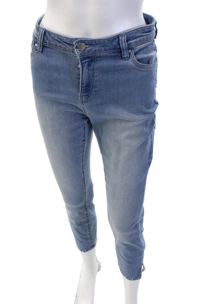 Renuar Womens Ankle Cropped Jeans Light Blue High Rise Petites Size 2