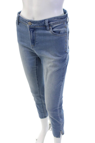Renuar Womens Ankle Cropped Jeans Light Blue High Rise Petites Size 2