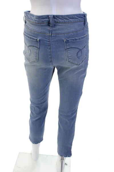 Renuar Womens Ankle Cropped Jeans Light Blue High Rise Petites Size 2