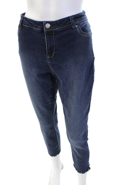 Renuar Womens Ankle Cropped High Rise Dark Blue Jeans Size 10