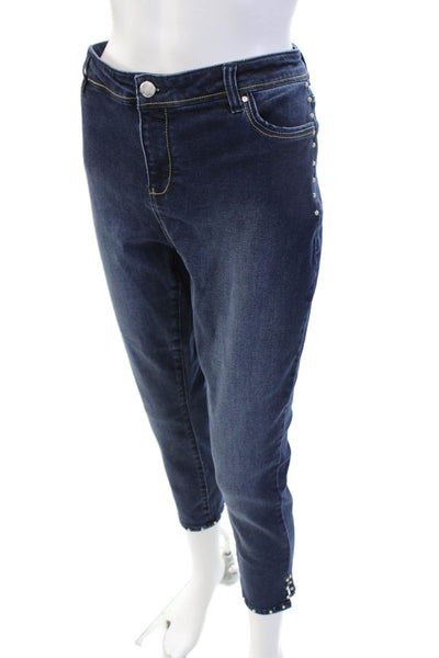 Renuar Womens Ankle Cropped High Rise Dark Blue Jeans Size 10
