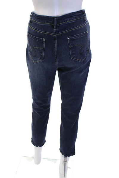 Renuar Womens Ankle Cropped High Rise Dark Blue Jeans Size 10
