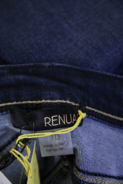 Renuar Womens Ankle Cropped High Rise Dark Blue Jeans Size 10