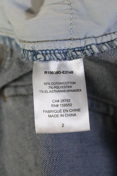Renuar Women Ankle Cropped Floral Blue High Rise Jeans Size 2