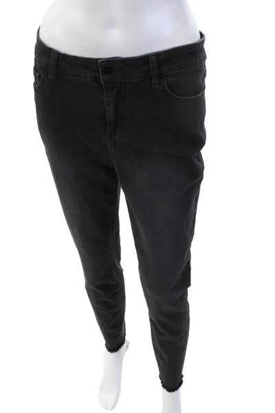 Renuar Women Ankle Skinny Jeans Black High Rise Button Size 8