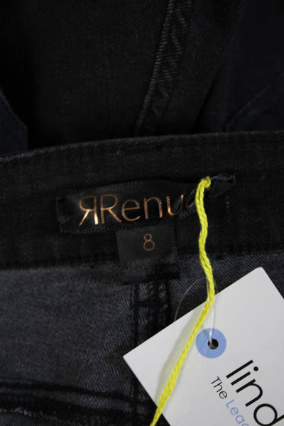Renuar Women Ankle Skinny Jeans Black High Rise Button Size 8