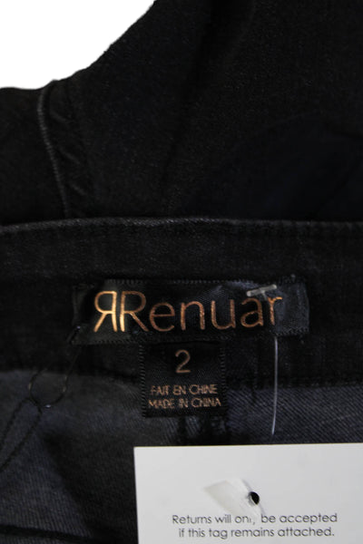 Renuar Women Ankle Skinny Jeans Black High Rise Button 27 Inseam Size 2