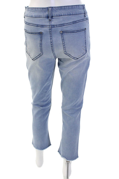 Renuar Womens Ankle Cropped Light Blue Jeans Button High Rise Size 2