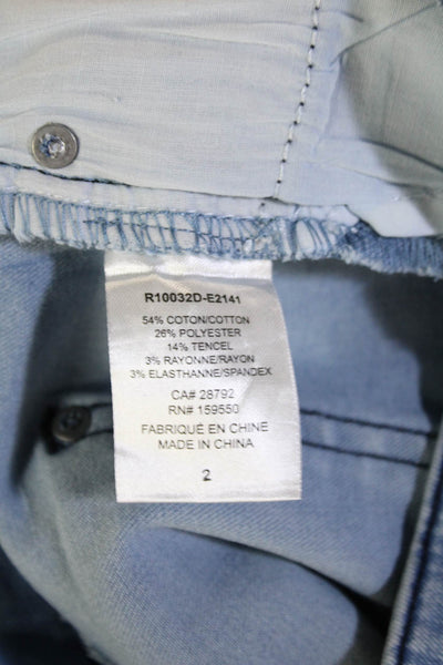 Renuar Womens Ankle Cropped Light Blue Jeans Button High Rise Size 2