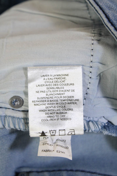 Renuar Womens Ankle Cropped Light Blue Jeans Button High Rise Size 2