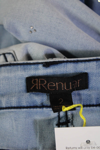 Renuar Womens Ankle Cropped Light Blue Jeans Button High Rise Size 2