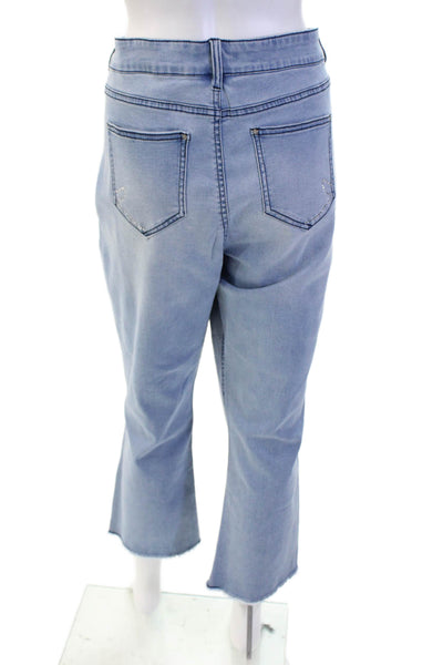 Renuar Women Cropped Light Blue Jeans High Rise Button Fly Size 14