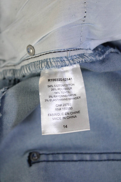 Renuar Women Cropped Light Blue Jeans High Rise Button Fly Size 14