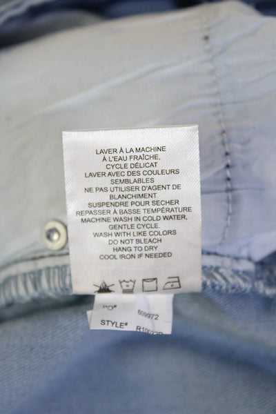 Renuar Women Cropped Light Blue Jeans High Rise Button Fly Size 14