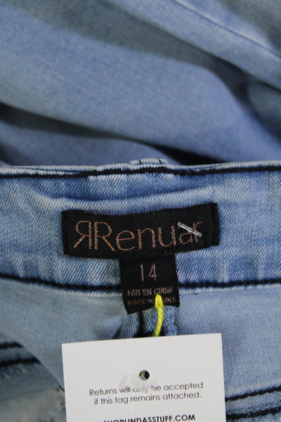 Renuar Women Cropped Light Blue Jeans High Rise Button Fly Size 14