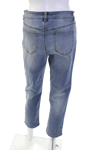 Renuar Womens Boyfriend Cropped Jeans Blue High Rise Button Size 2