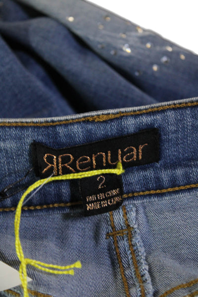 Renuar Womens Boyfriend Cropped Jeans Blue High Rise Button Size 2