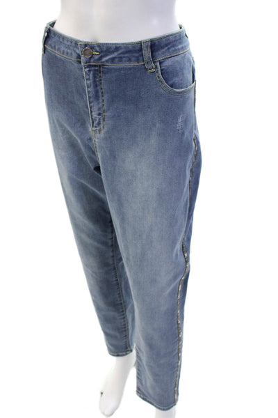 Renuar Women Mom Tapered High Rise Blue Jeans 28 Inseam Size 16