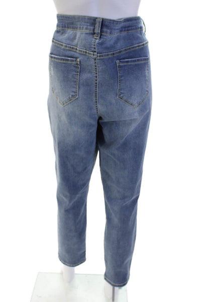 Renuar Women Mom Tapered High Rise Blue Jeans 28 Inseam Size 16