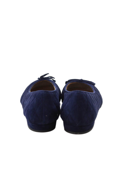 Cristina Millotti Womens Suede Quilted Detail Ballet Flat Dark Blue Size EUR 40