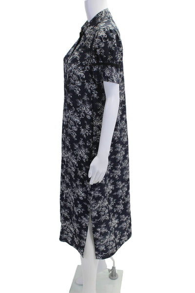 Jason Wu Women Silk Floral Shirt Dress Collared Short Sleeve Full Length Size 2