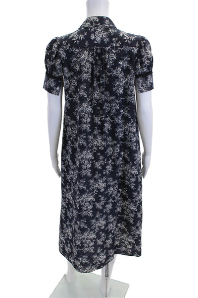 Jason Wu Women Silk Floral Shirt Dress Collared Short Sleeve Full Length Size 2