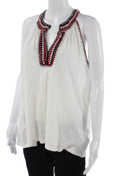 Soft Joie Womens Tunic Tank White Cotton Sleeveless Boho Size XS