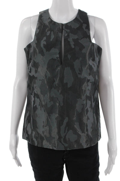 Emerson Fry Women Camouflage Sleeveless Tank Dark Gray Zip Closure Size S