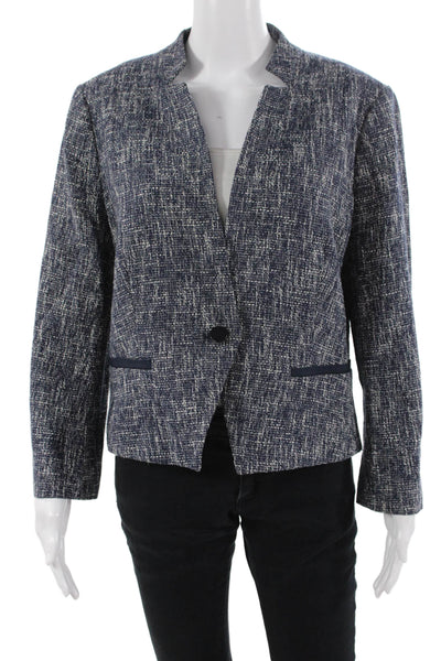 Hobbs London Womens Long Sleeve One-Button Short Jacket Blue Size 12
