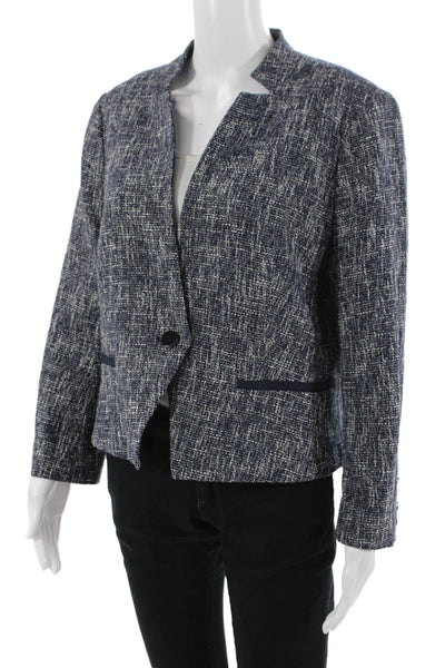 Hobbs London Womens Long Sleeve One-Button Short Jacket Blue Size 12