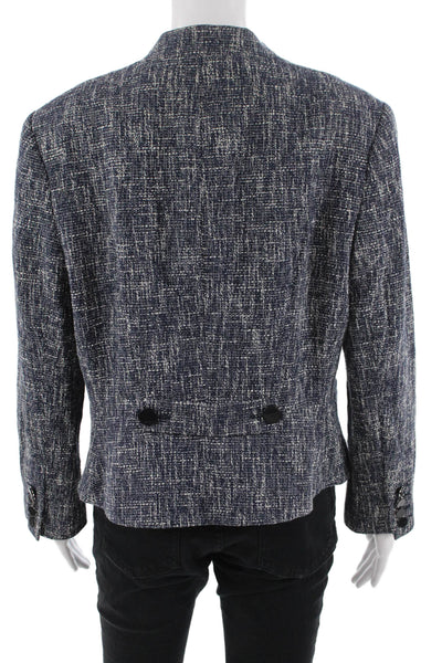 Hobbs London Womens Long Sleeve One-Button Short Jacket Blue Size 12