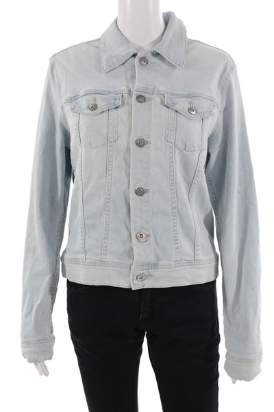 AG Adriano Goldschmied Women Light Blue Long Sleeve Jacket Size M