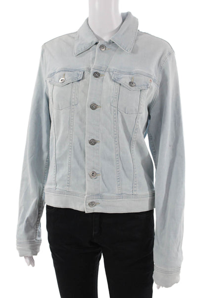 AG Adriano Goldschmied Women Light Blue Long Sleeve Jacket Size M