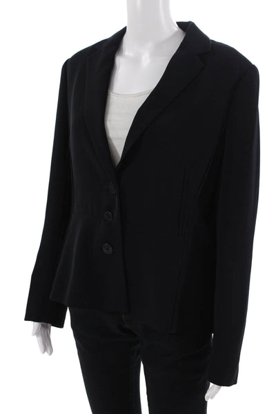 Hobbs London Womens Notched Collar Long Sleeve Peplum Blazer Black Size 10