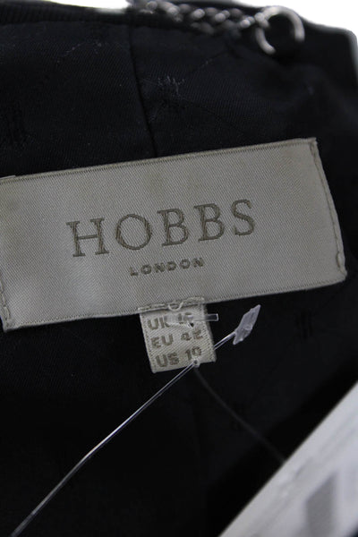 Hobbs London Womens Notched Collar Long Sleeve Peplum Blazer Black Size 10