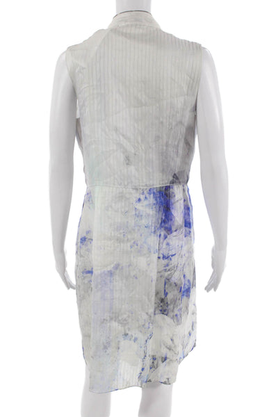 Elie Tahari Women Shirt Dress White Mock Neck Sleeveless Zip Size 10