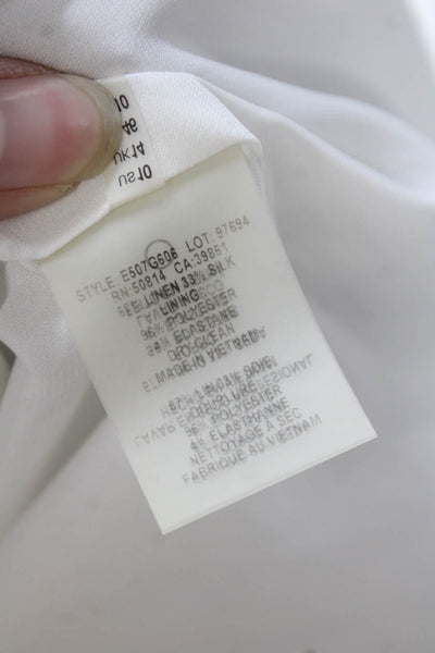 Elie Tahari Women Shirt Dress White Mock Neck Sleeveless Zip Size 10