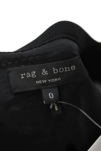 Rag & Bone Womens Shift T-Shirt Dress Black Crew Neck Above Knee Size 0