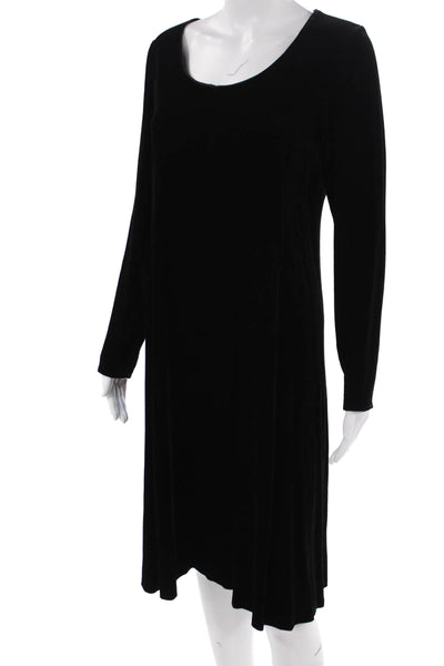 Eileen Fisher Womens Black Shift Dress Long Sleeve Round Neck Size PS