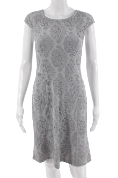 Yoana Baraschi Women Gray Animal Print Sheath Dress Short Sleeve Crewneck Size S