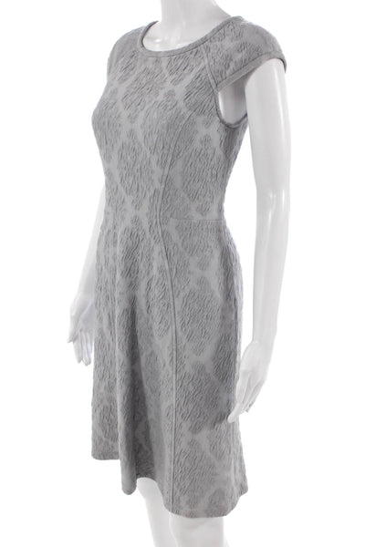 Yoana Baraschi Women Gray Animal Print Sheath Dress Short Sleeve Crewneck Size S