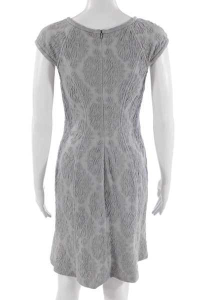 Yoana Baraschi Women Gray Animal Print Sheath Dress Short Sleeve Crewneck Size S