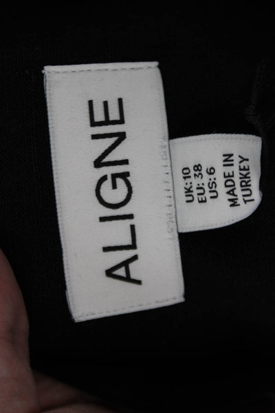 Aligne Women Black Slip Dress Square Neck Sleeveless Size 0
