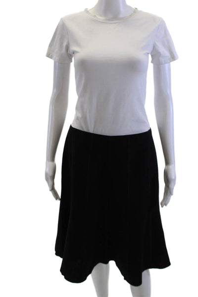 Lafayette 148 New York Women A-Line Flare Wool Skirt Black Solid Size 10