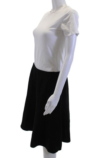 Lafayette 148 New York Women A-Line Flare Wool Skirt Black Solid Size 10